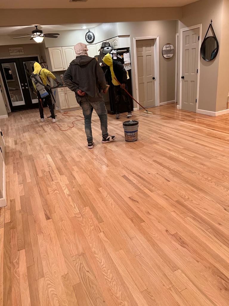 Refinished hardwood floor apartment job