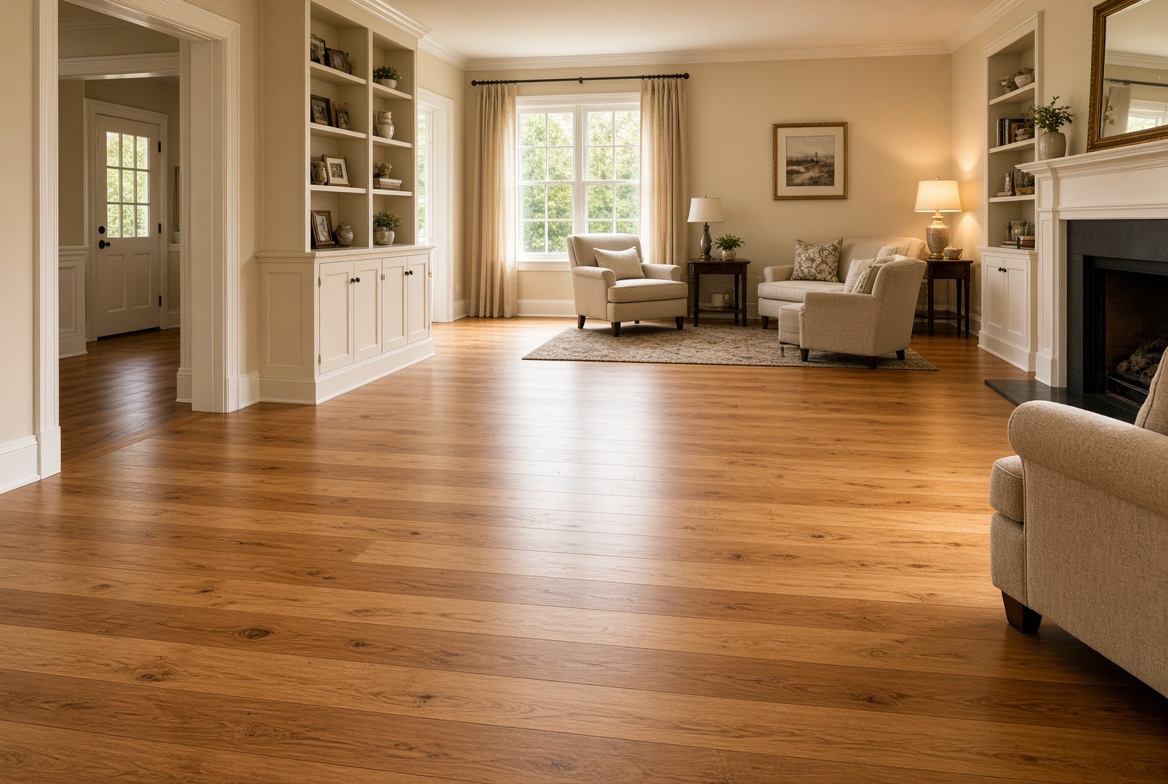 Residential — wide-plank hardwood living room