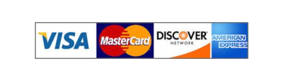 We accept Visa, Mastercard, Discover, and American Express